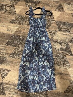 Faithfull the Brand Blue Floral Maxi Dress with Ruffle Straps